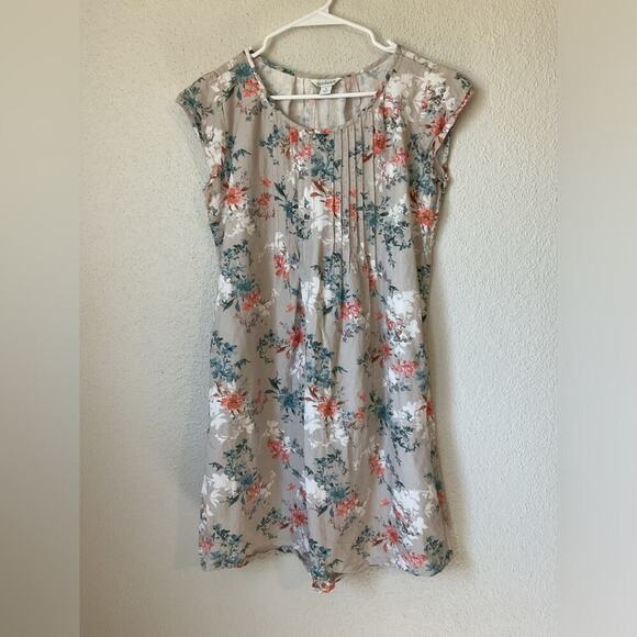 Sundance Floret Linen Blend Floral Shift Dress Size Medium Grey Blue Pink White - Picture 4 of 11